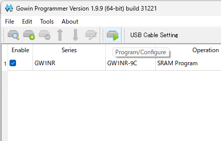 Program / Configureボタンを押して書き込む